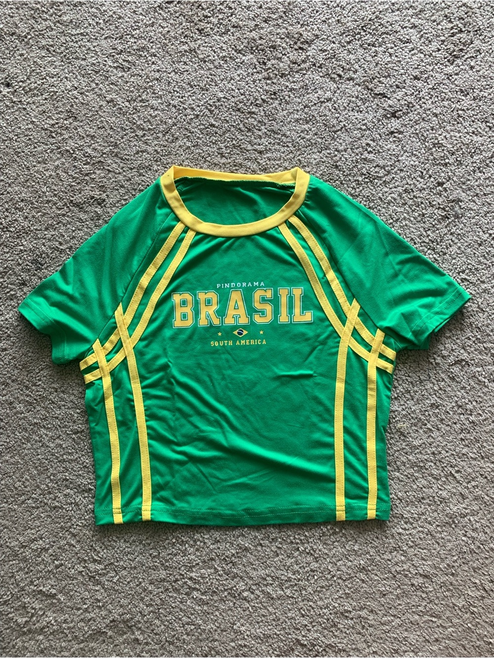 Green Brazilian Women Top - Tight Fitting Short T Shirt Size Small